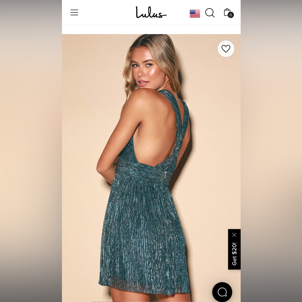 lulus “ailey gold and teal blue skater dress”. super cute and comfy. size XS